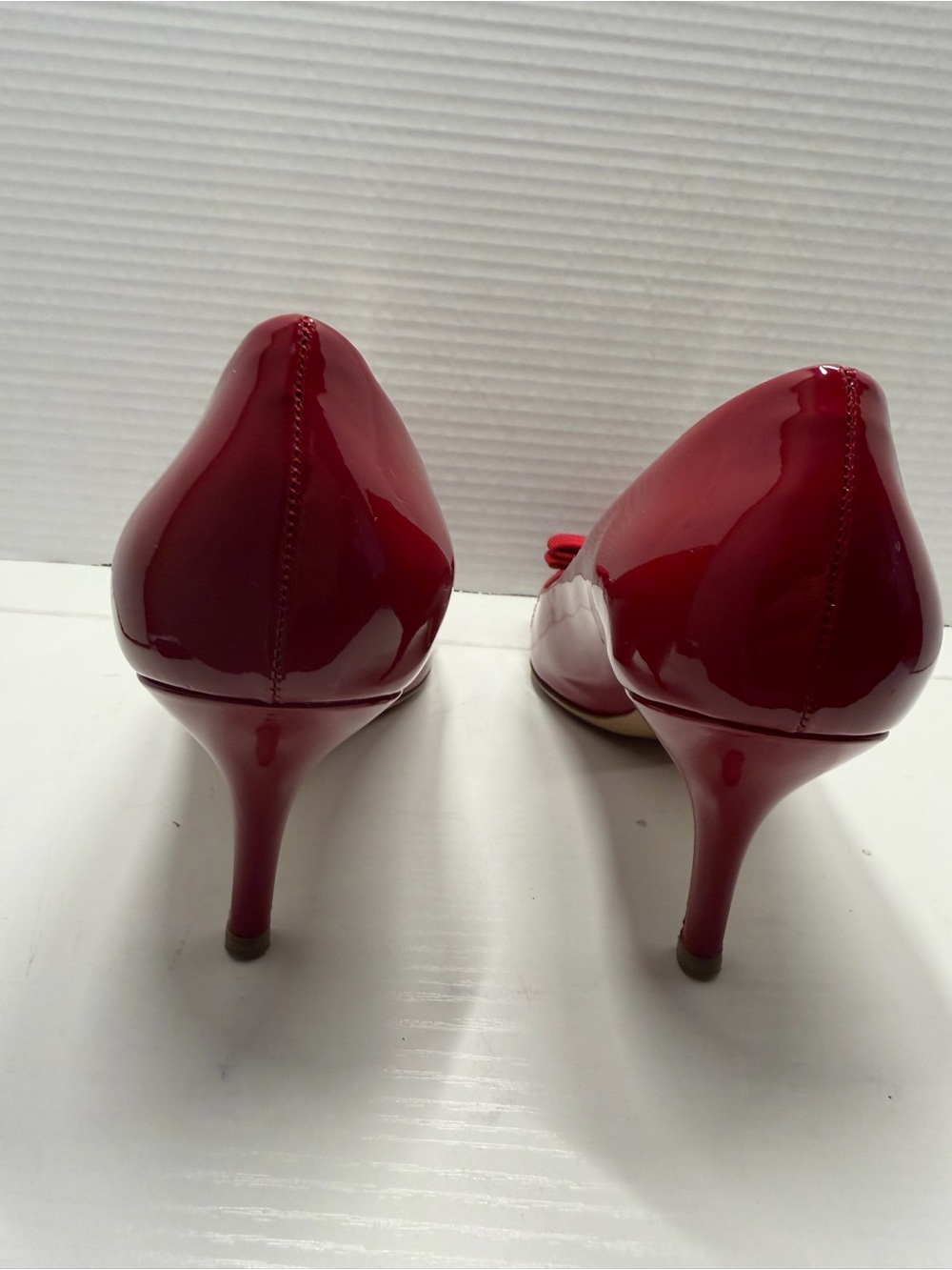 Salvatore Ferragamo CARLA 70 Patent Ribbon Pump Red 9-1/2 C - Picture 6 of 16
